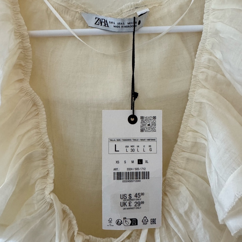 Zara Off-White Ruffled Top - Picture 3 of 4